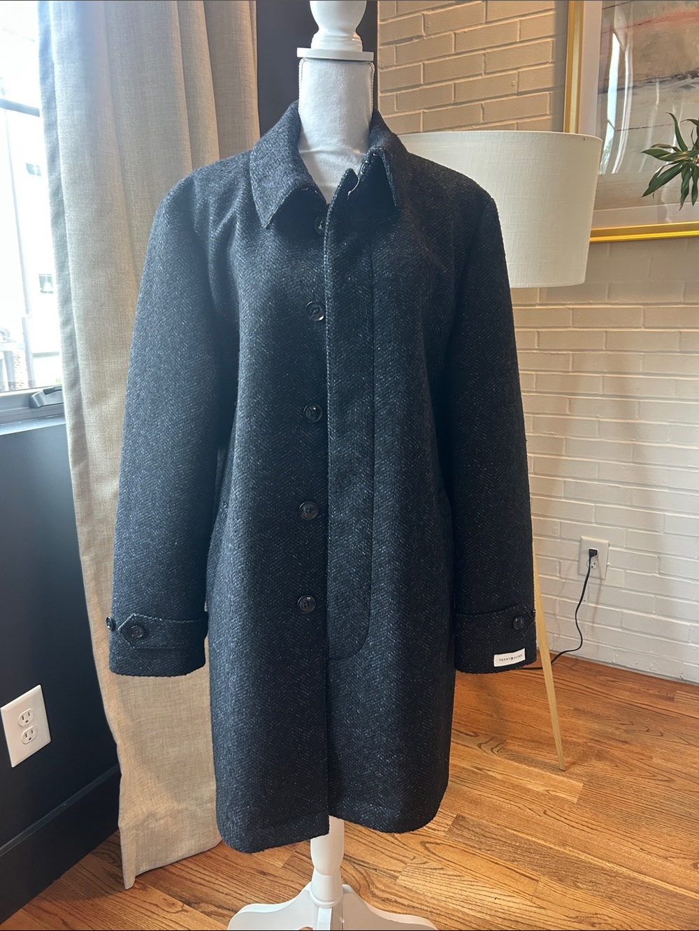 Tommy Hilfiger Men's Charcoal Button-Front Pea Coat - new with tags